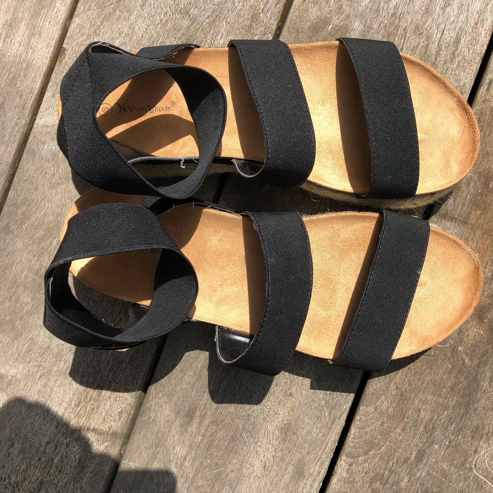 Strappy Black Platform Sandals